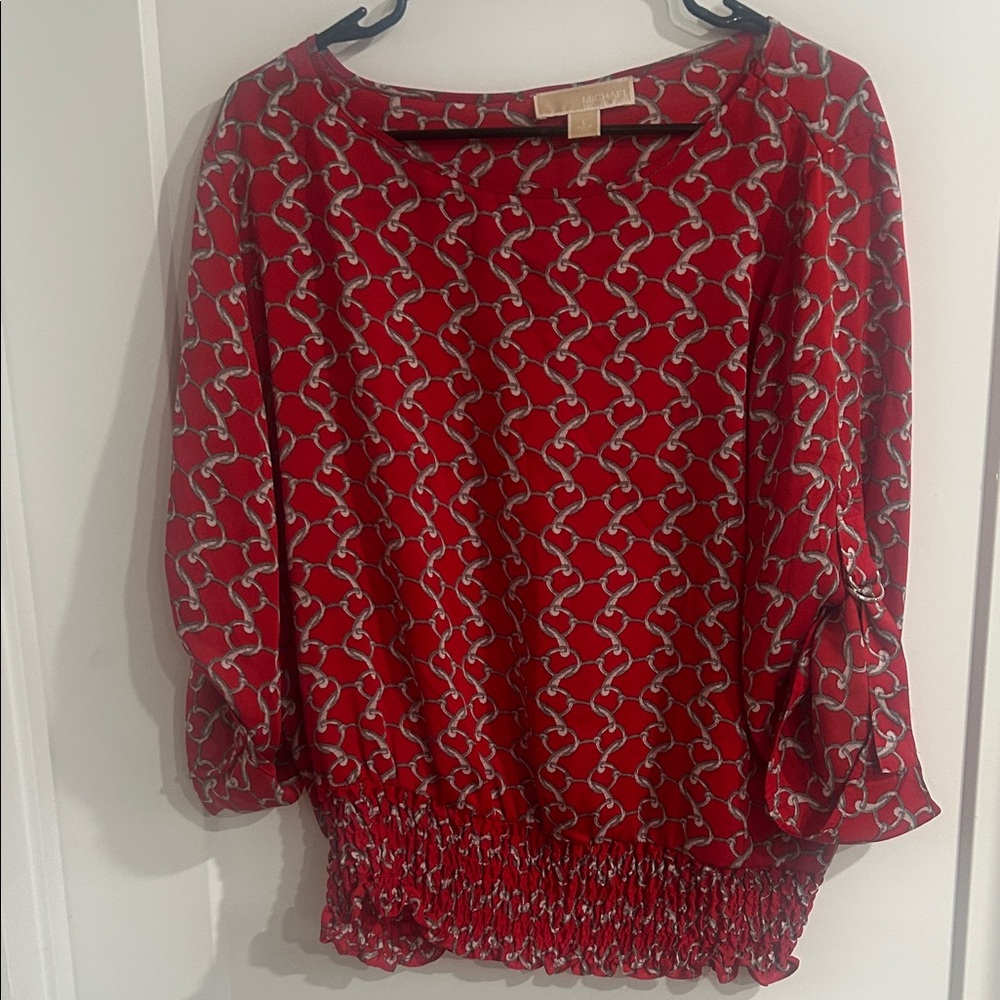 Michael Kors Red Chain Print Blouse
